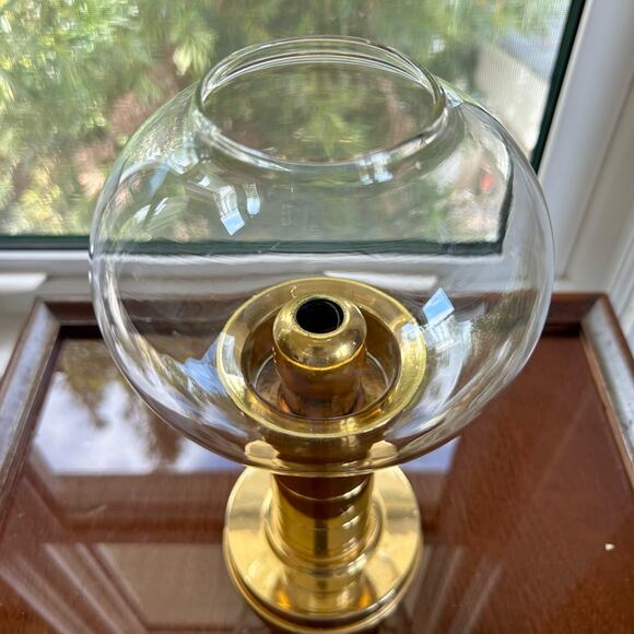 Vintage MCM FOHL Spring Fed Brass Candle Holder With Glass Shade - W. Germany - Picture 5 of 14
